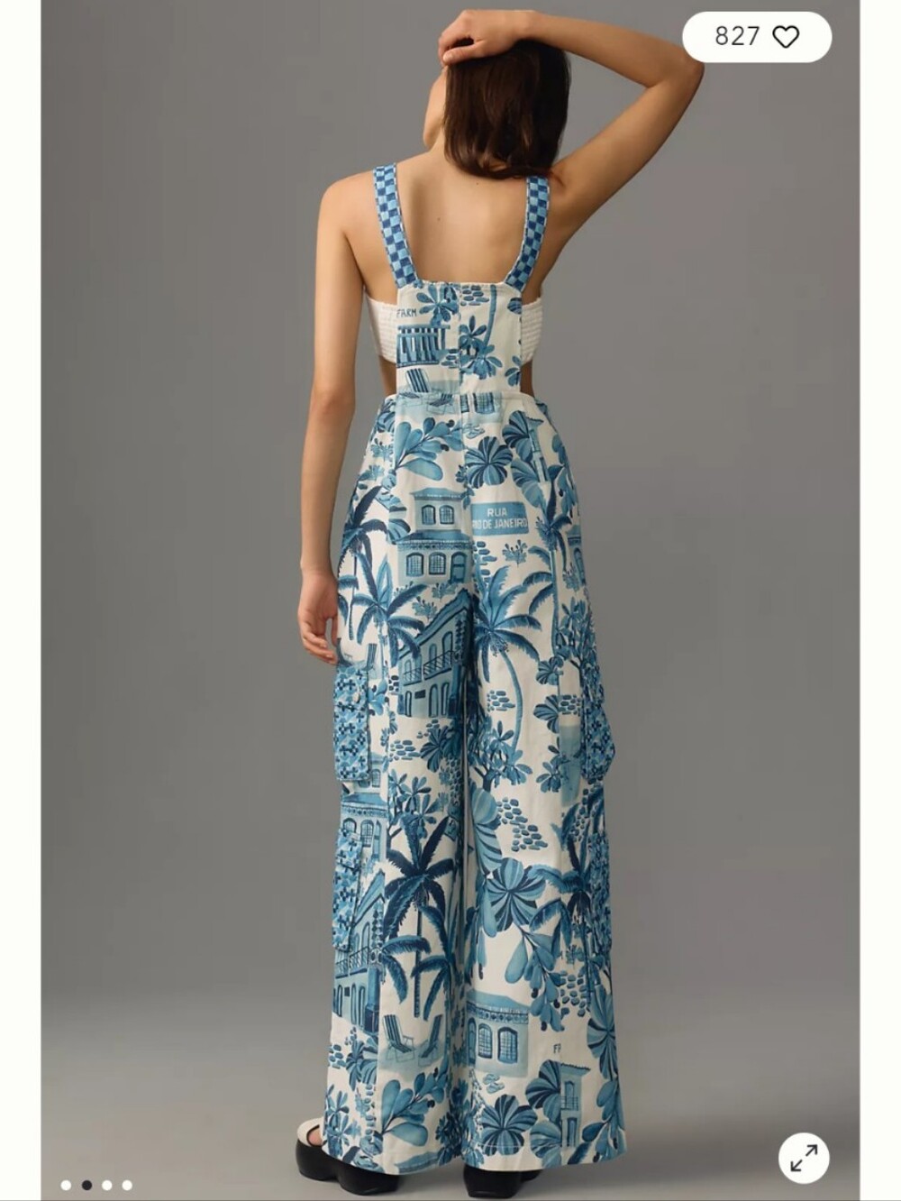 FARM RIO palm-print overalls - size small - Picture 2 of 16